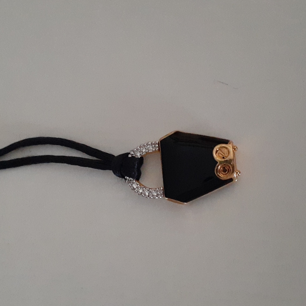 Vintage Swarovski Handbag Necklace. Black enamel.